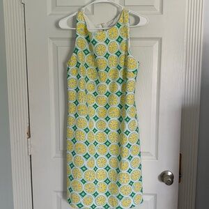 Sail to Sable Lemon Print Sleeveless Whimsical Shift Dress